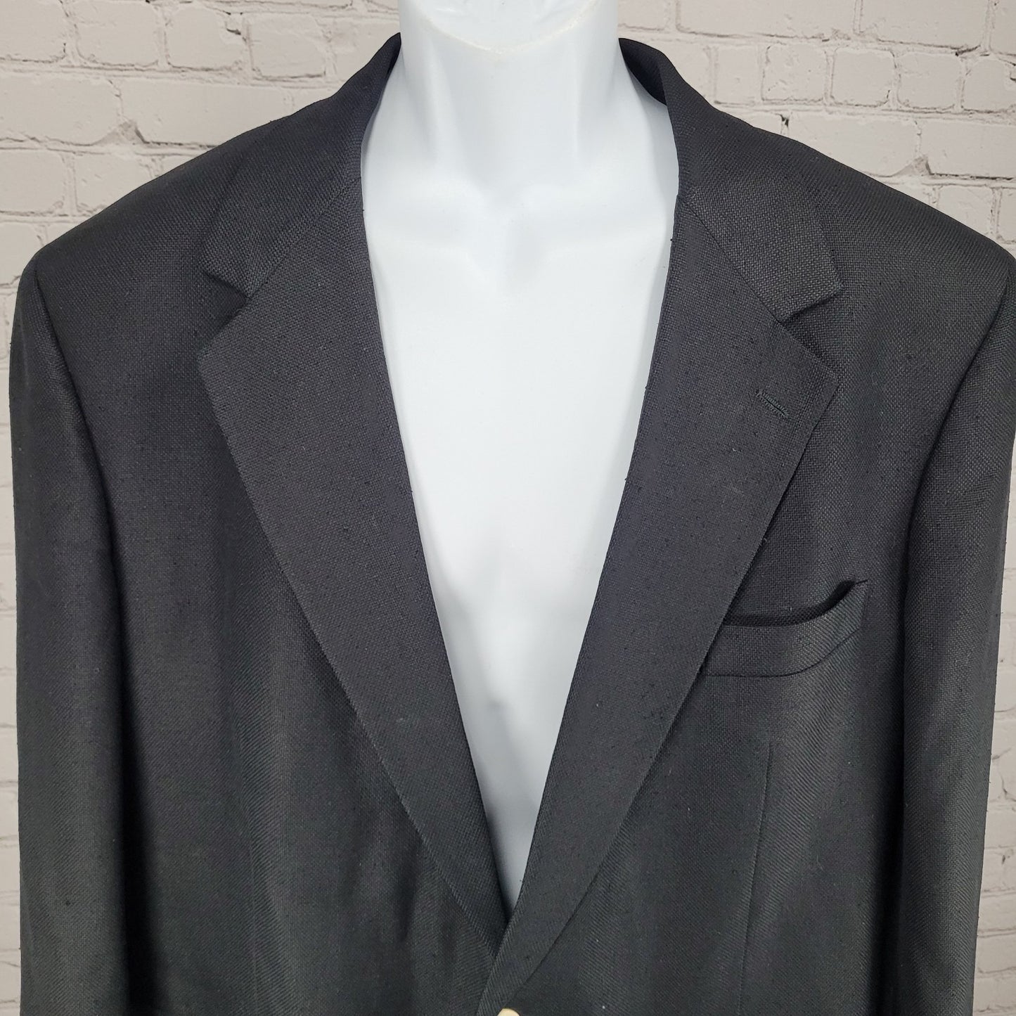 VTG Brooks Brothers Black 100% Silk 2 Button Notch Blazer USA Made Size 44L