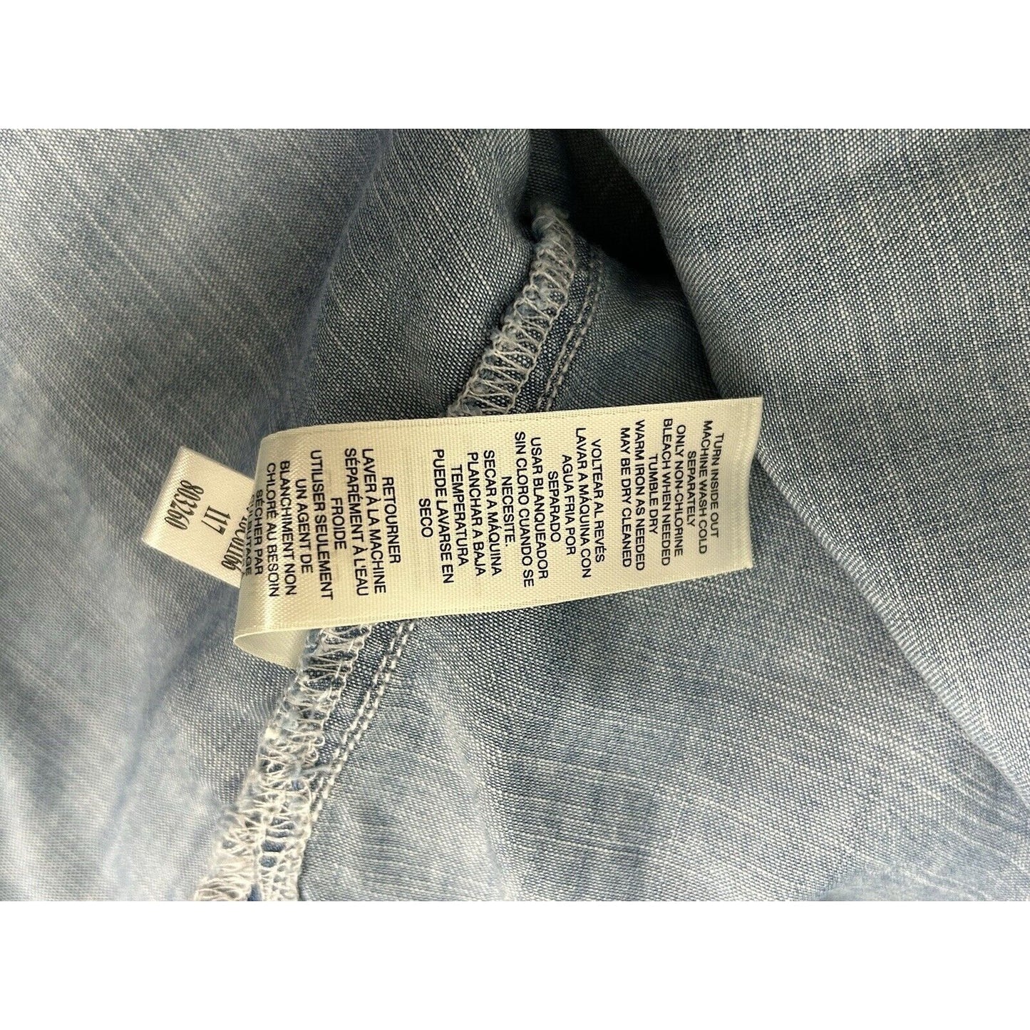 Chico’s Light Wash Button Up Roll Tab Long Sleeve Tunic Lyocell Women’s XS