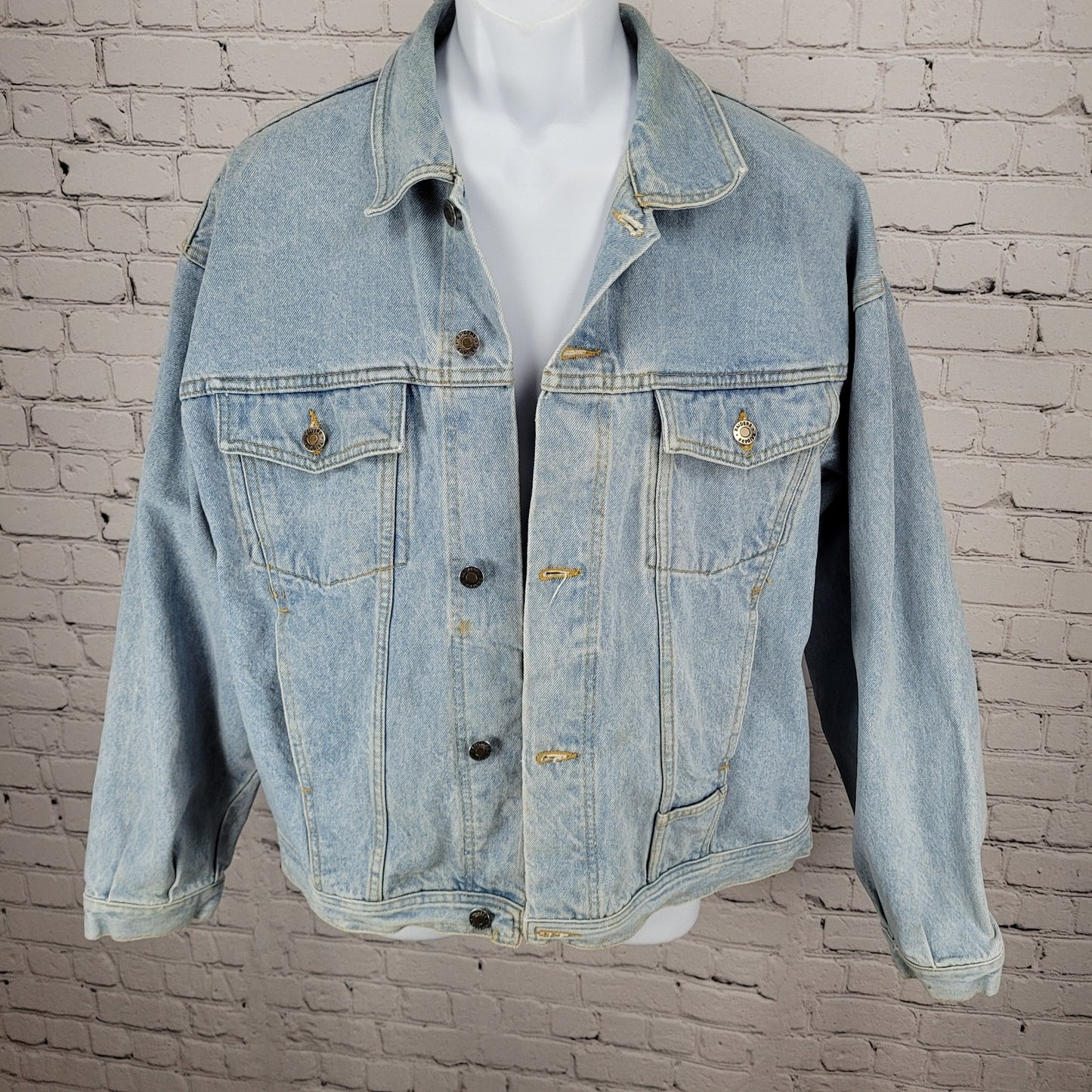 The Raiders Motorcycles Blue Denim Heavy Cotton Light Wash Jean Jacket Size 52