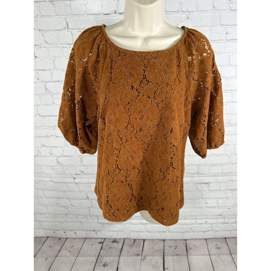 Anthropologie’s Dolan Left Coast Burnt Orange Balloon Sleeve Corduroy Blouse S