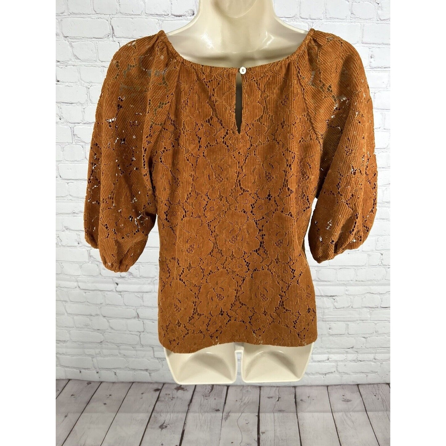 Anthropologie’s Dolan Left Coast Burnt Orange Balloon Sleeve Corduroy Blouse S