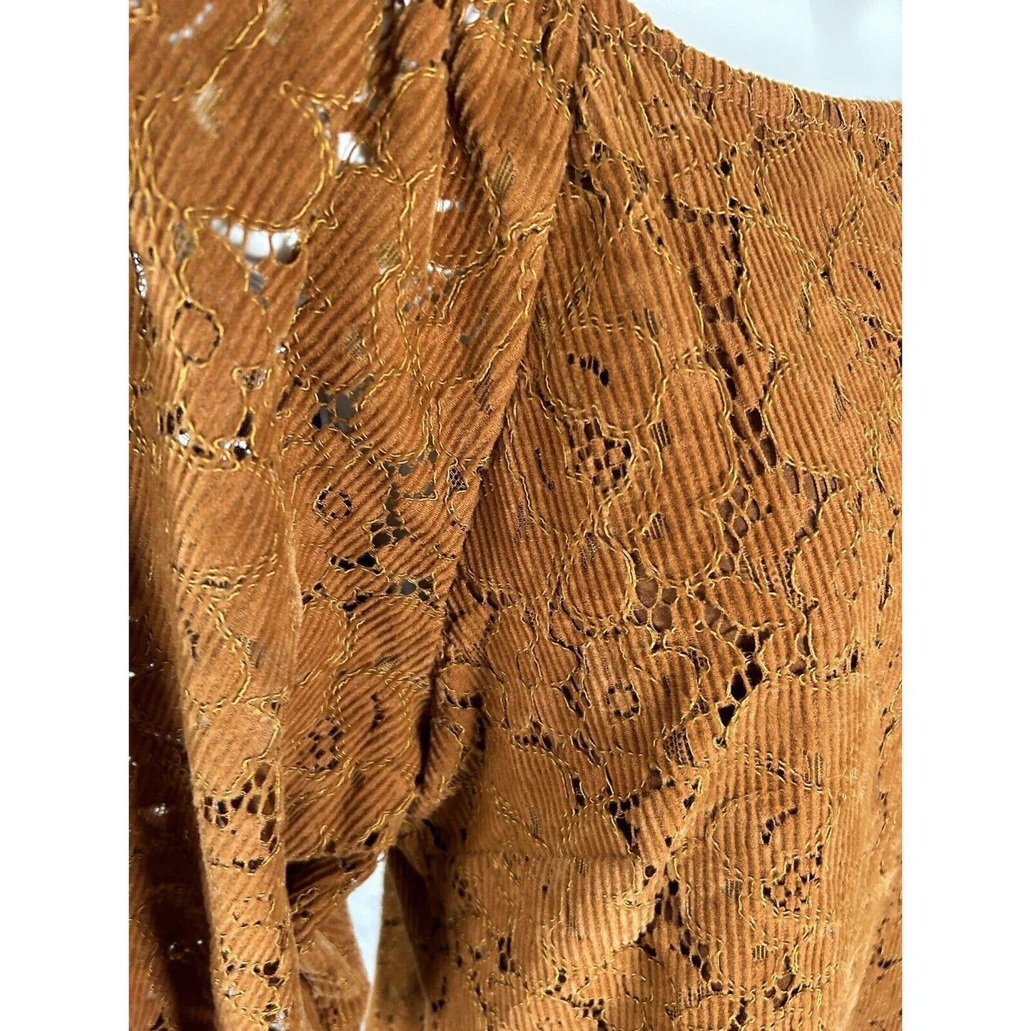 Anthropologie’s Dolan Left Coast Burnt Orange Balloon Sleeve Corduroy Blouse S