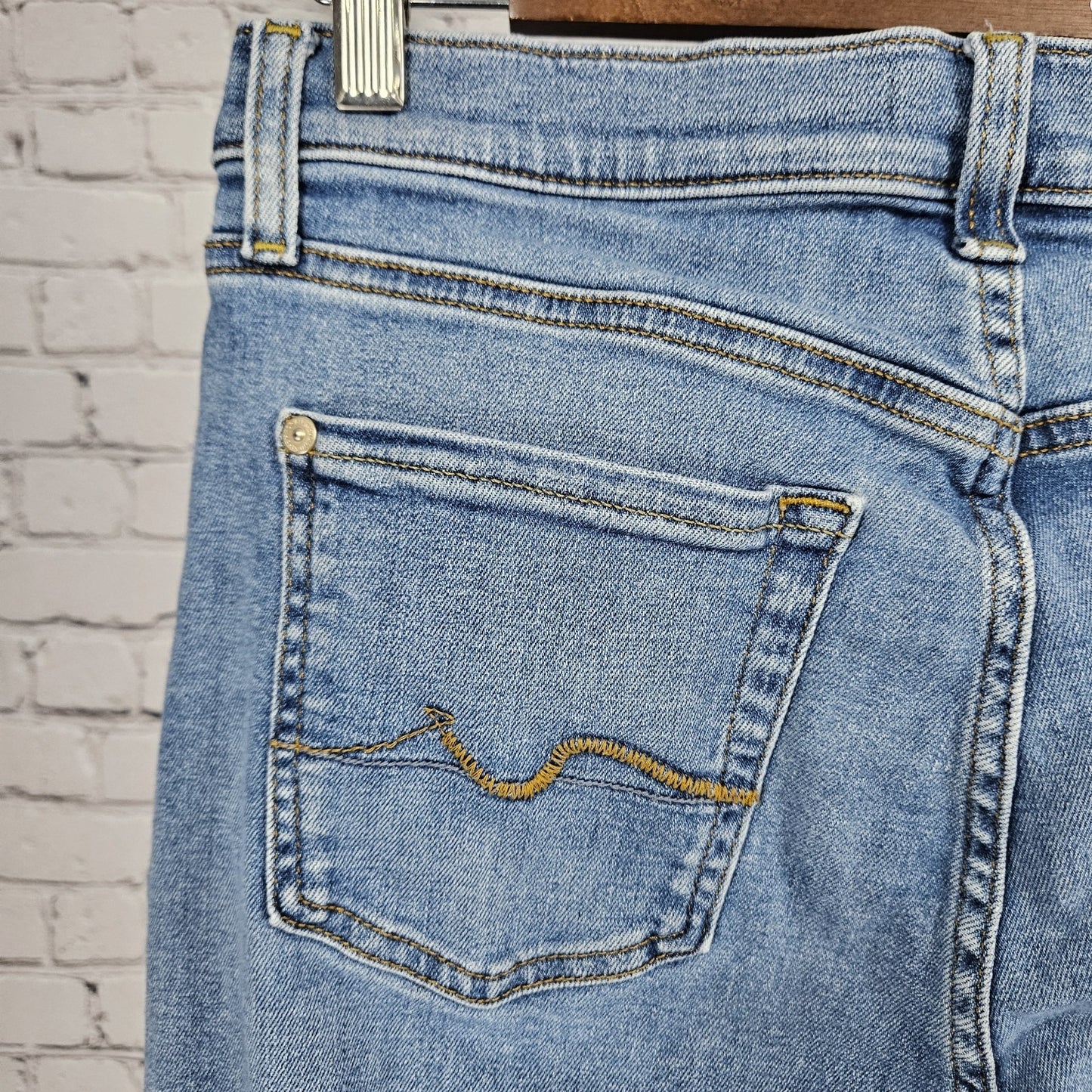 7 For All Mankind Blue Josefina Distressed Denim Skinny Ankle Jeans 28 (28x27)