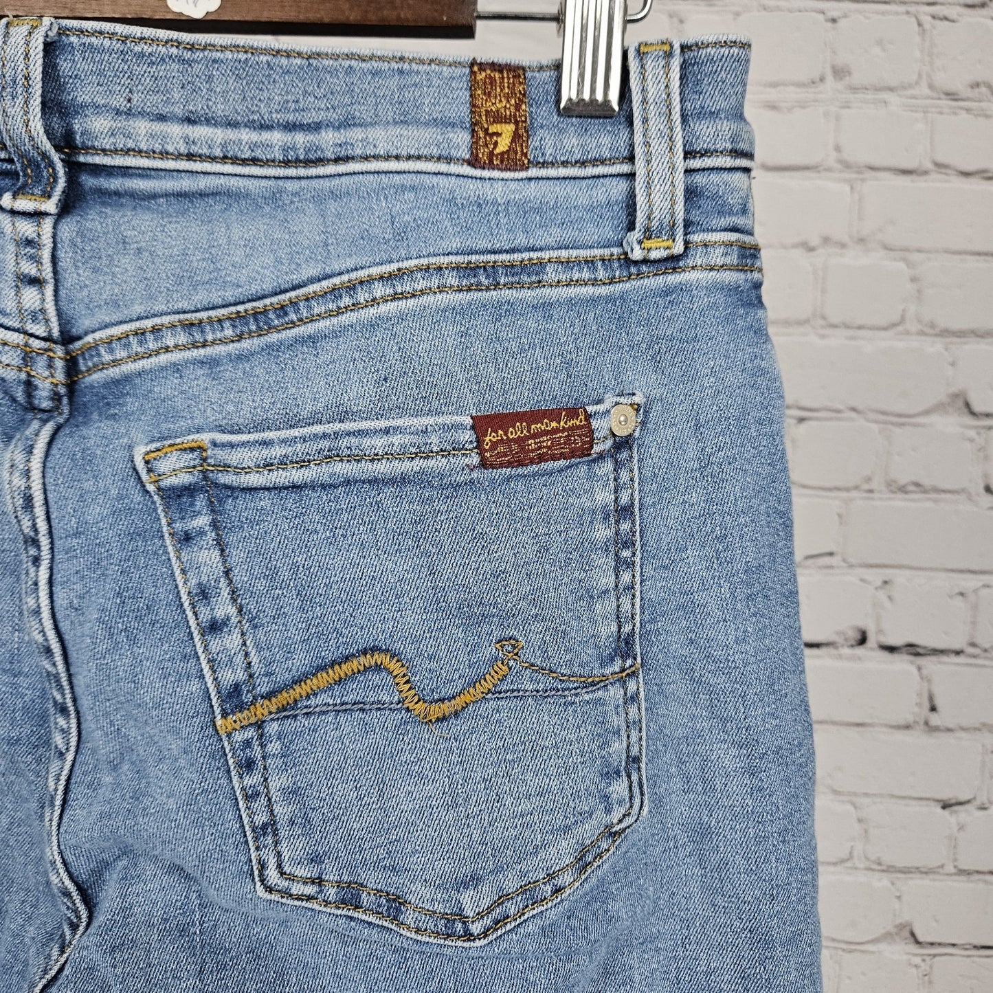 7 For All Mankind Blue Josefina Distressed Denim Skinny Ankle Jeans 28 (28x27)