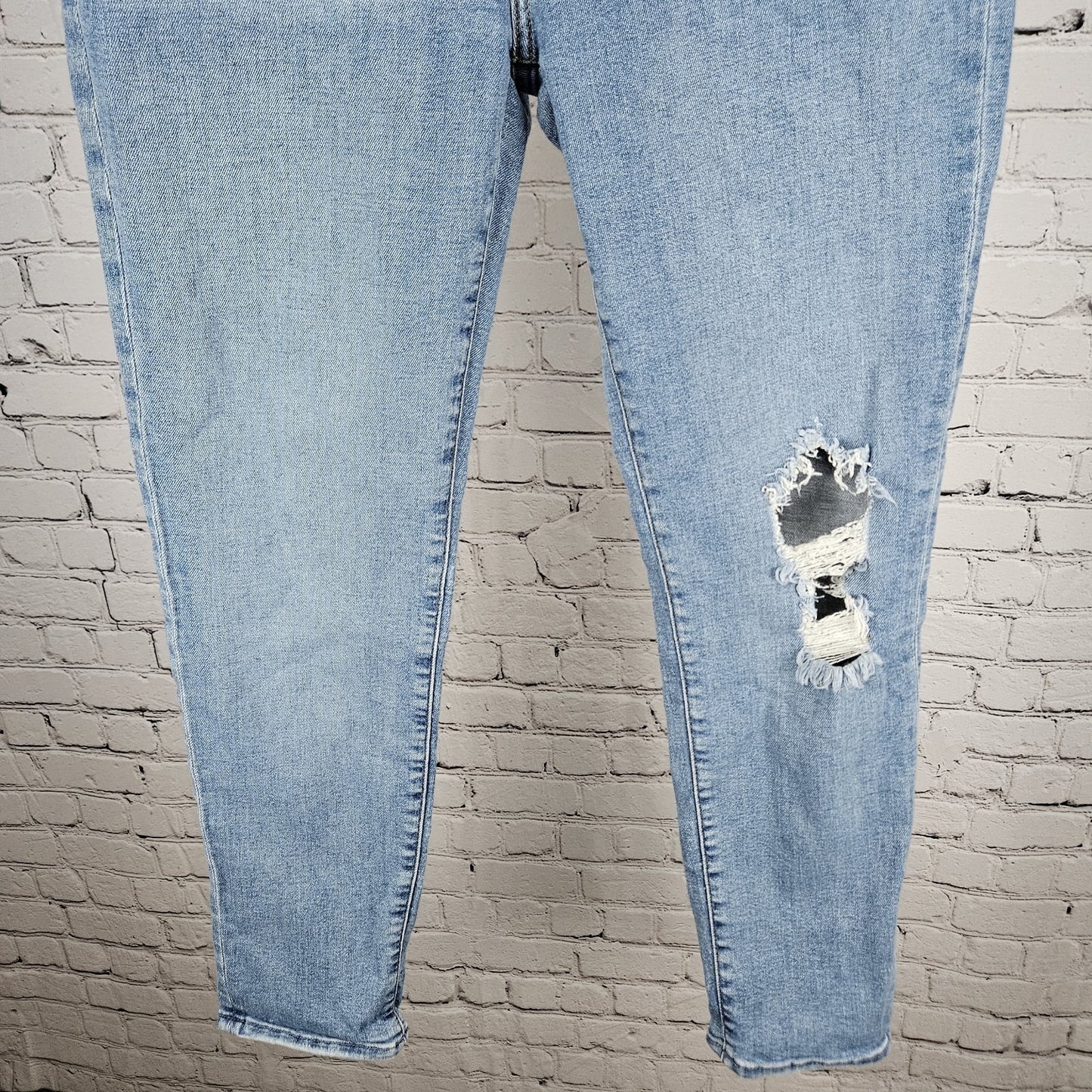 7 For All Mankind Blue Josefina Distressed Denim Skinny Ankle Jeans 28 (28x27)
