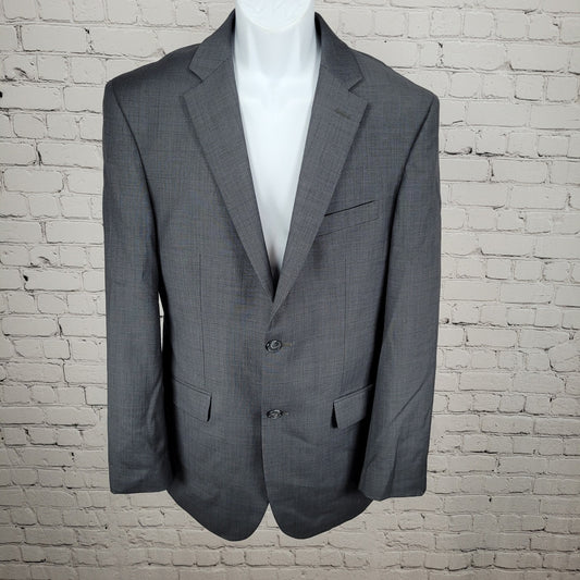 Jos A Bank Traveler Grey 100% Wool Tailored Fit 2 Button Notch Blazer Size 40L