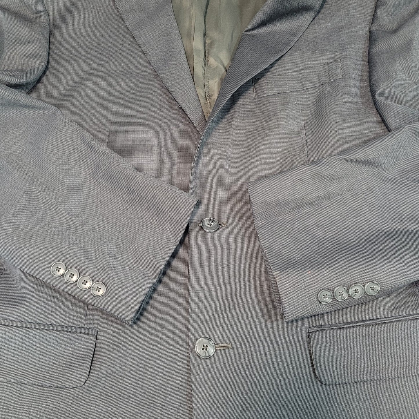 Jos A Bank Traveler Grey 100% Wool Tailored Fit 2 Button Notch Blazer Size 40L
