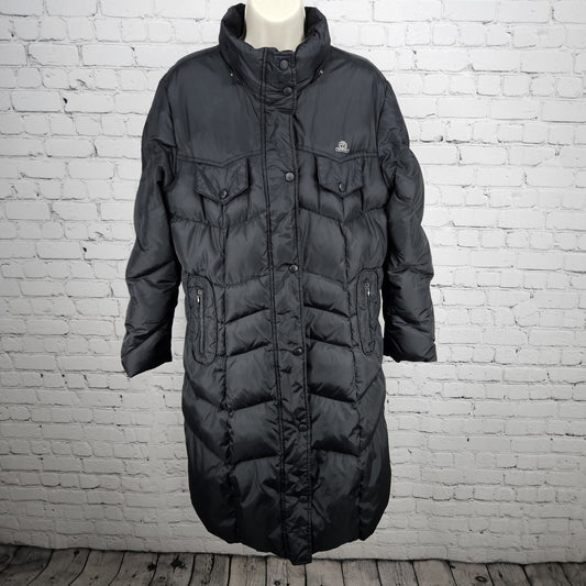 JLO Black Down Insulated Zip Snap Zipped Pockets Puffer Jacket Coat L *zipper