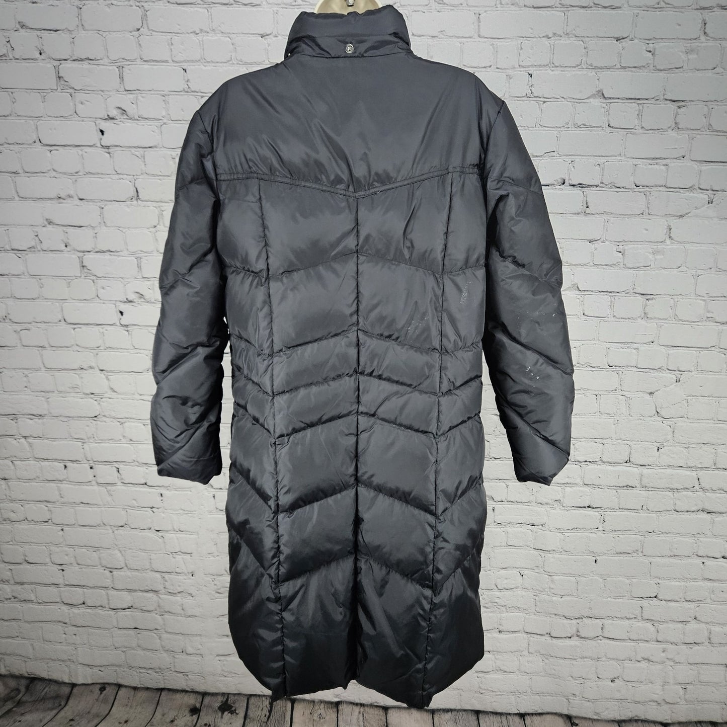 JLO Black Down Insulated Zip Snap Zipped Pockets Puffer Jacket Coat L *zipper