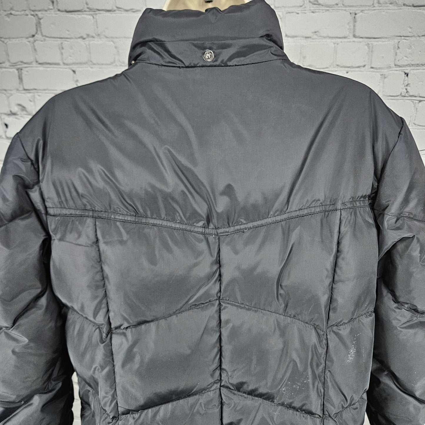 JLO Black Down Insulated Zip Snap Zipped Pockets Puffer Jacket Coat L *zipper