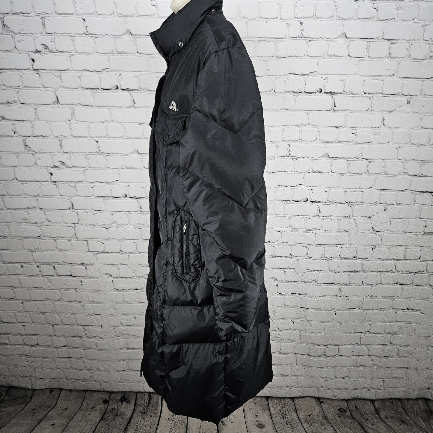 JLO Black Down Insulated Zip Snap Zipped Pockets Puffer Jacket Coat L *zipper