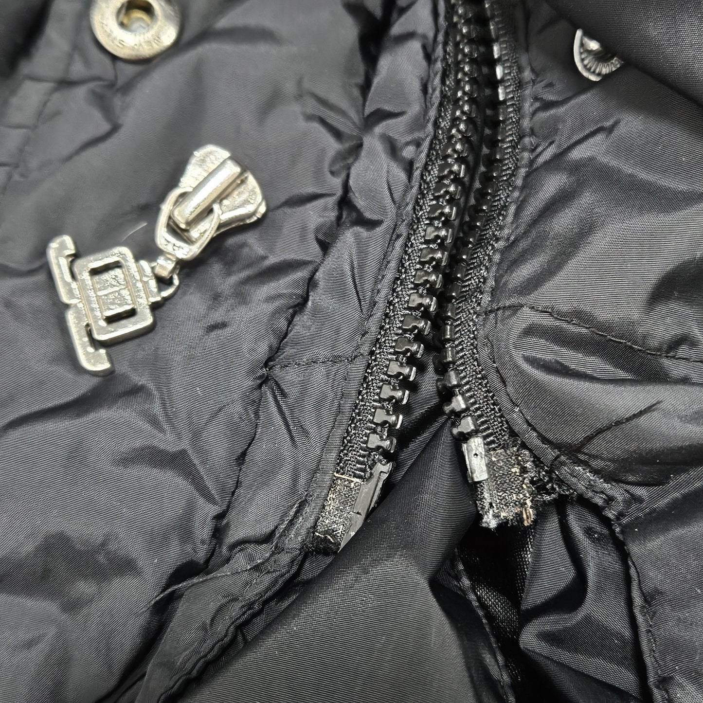 JLO Black Down Insulated Zip Snap Zipped Pockets Puffer Jacket Coat L *zipper
