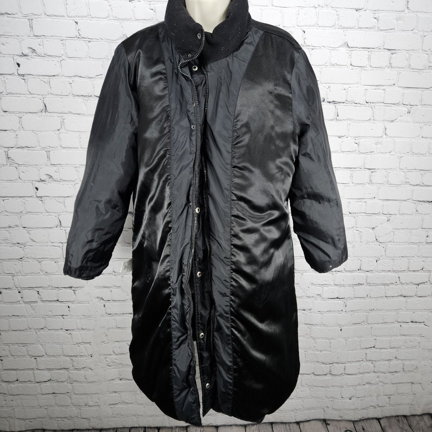 JLO Black Down Insulated Zip Snap Zipped Pockets Puffer Jacket Coat L *zipper