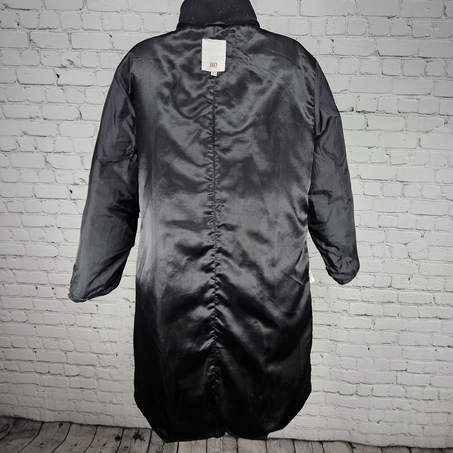 JLO Black Down Insulated Zip Snap Zipped Pockets Puffer Jacket Coat L *zipper