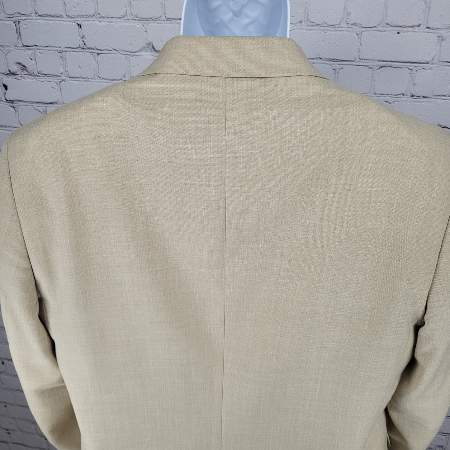 Alan Flusser Tan Khaki 2 Button Single Vented Notch Blazer Sport Coat Size 42R