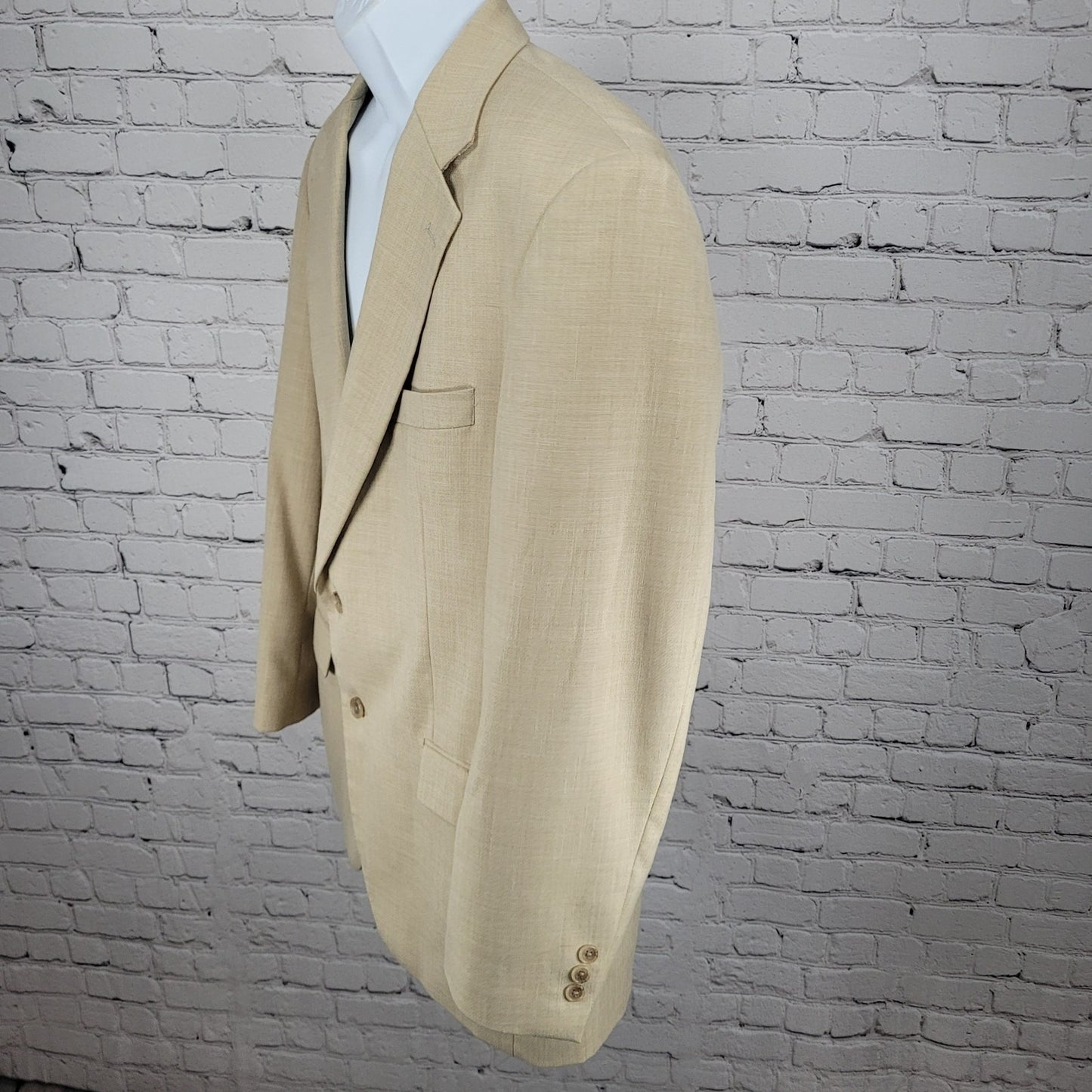 Alan Flusser Tan Khaki 2 Button Single Vented Notch Blazer Sport Coat Size 42R