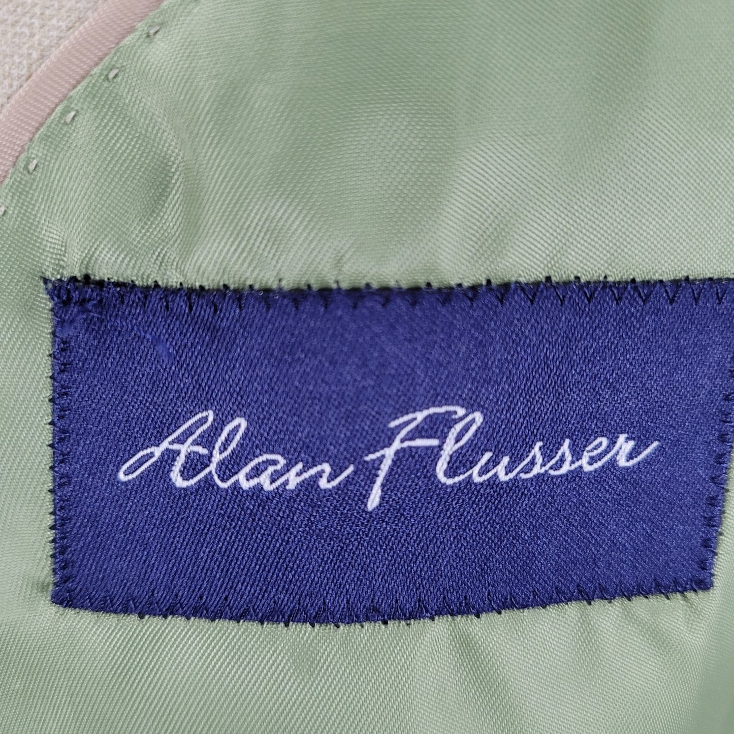 Alan Flusser Tan Khaki 2 Button Single Vented Notch Blazer Sport Coat Size 42R