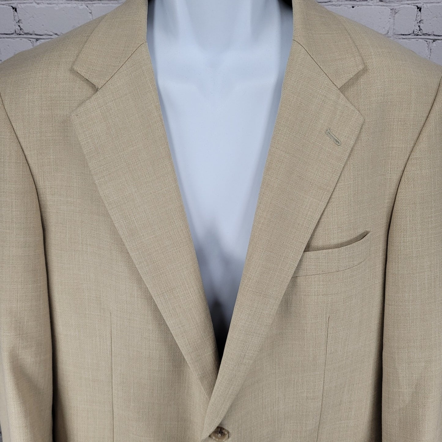 Alan Flusser Tan Khaki 2 Button Single Vented Notch Blazer Sport Coat Size 42R