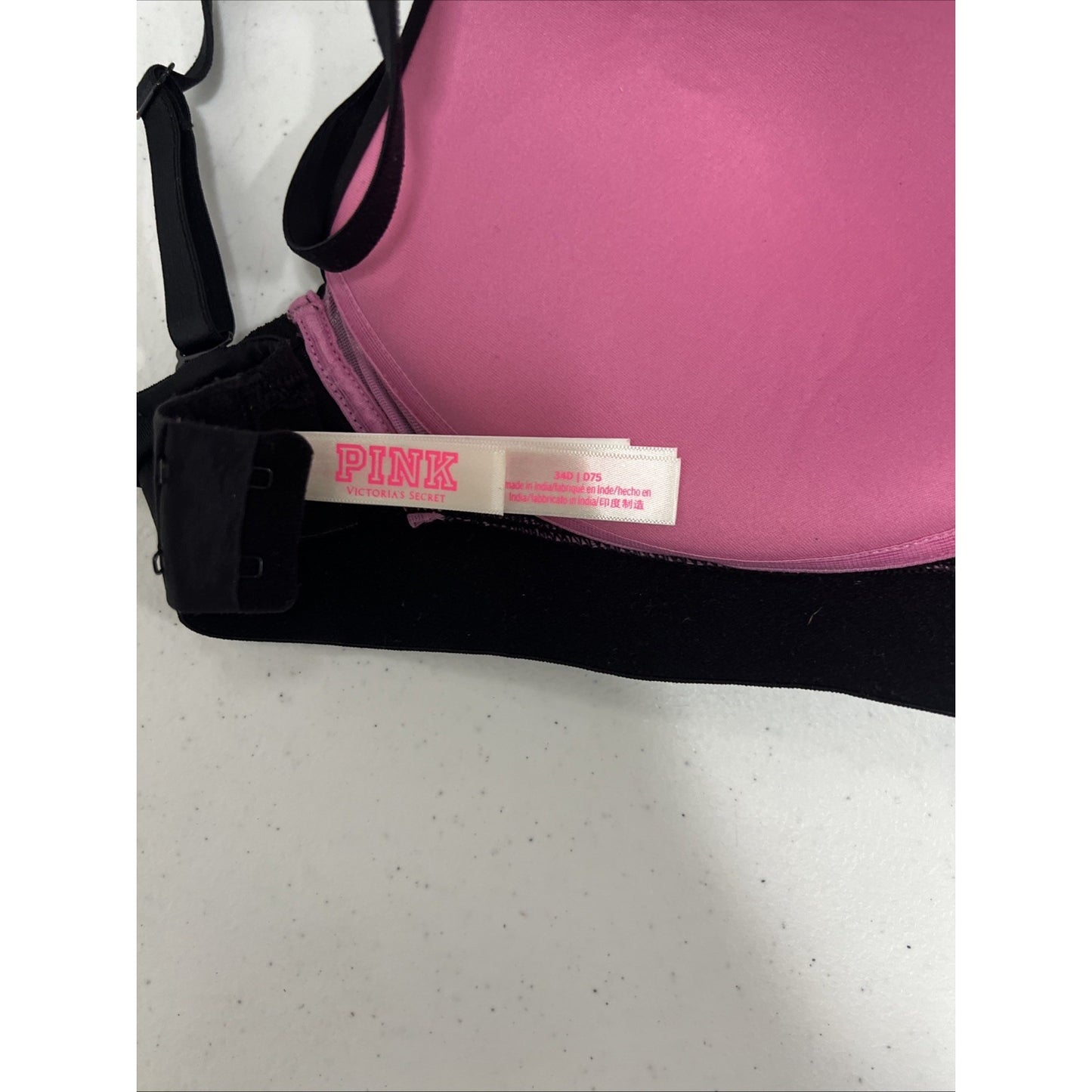 NWOT PINK Victorias Secret Black Wear Everywhere Push-up Wireless Padded Bra 34D