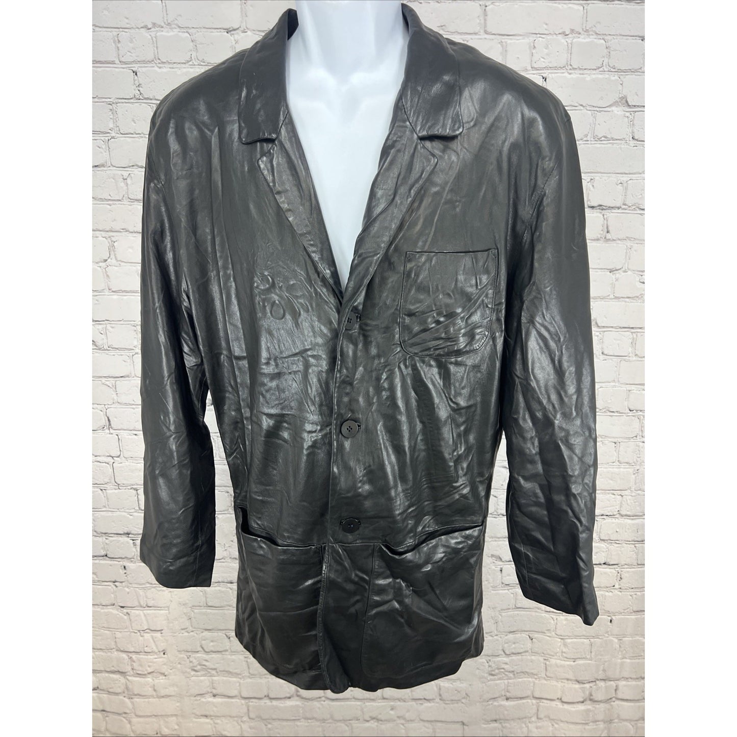 Robert Comstock Endurance Black Soft Genuine Leather Light Jacket 38 *wrinkled