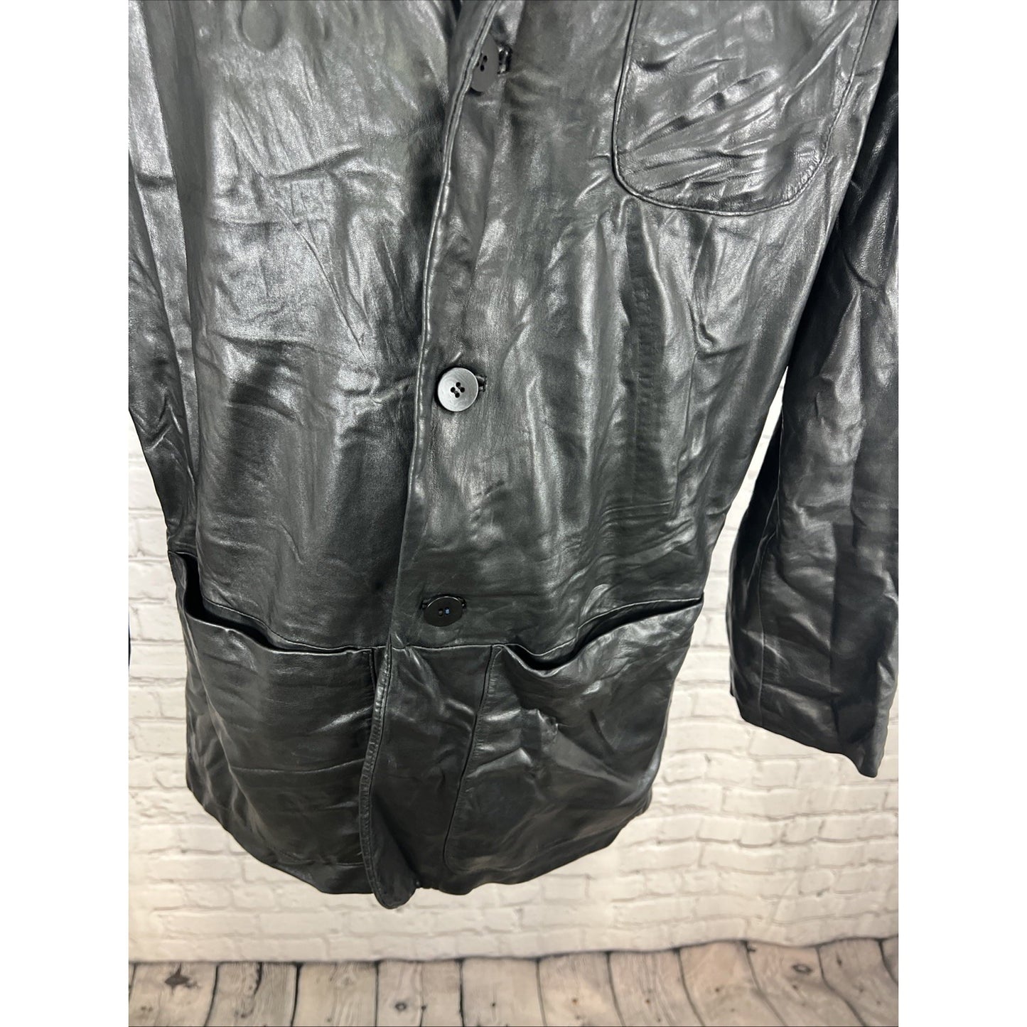 Robert Comstock Endurance Black Soft Genuine Leather Light Jacket 38 *wrinkled