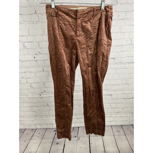 Anthropologie Rose Gold Crushed Velvet The Essential Slim Skinny Leg Pants 2