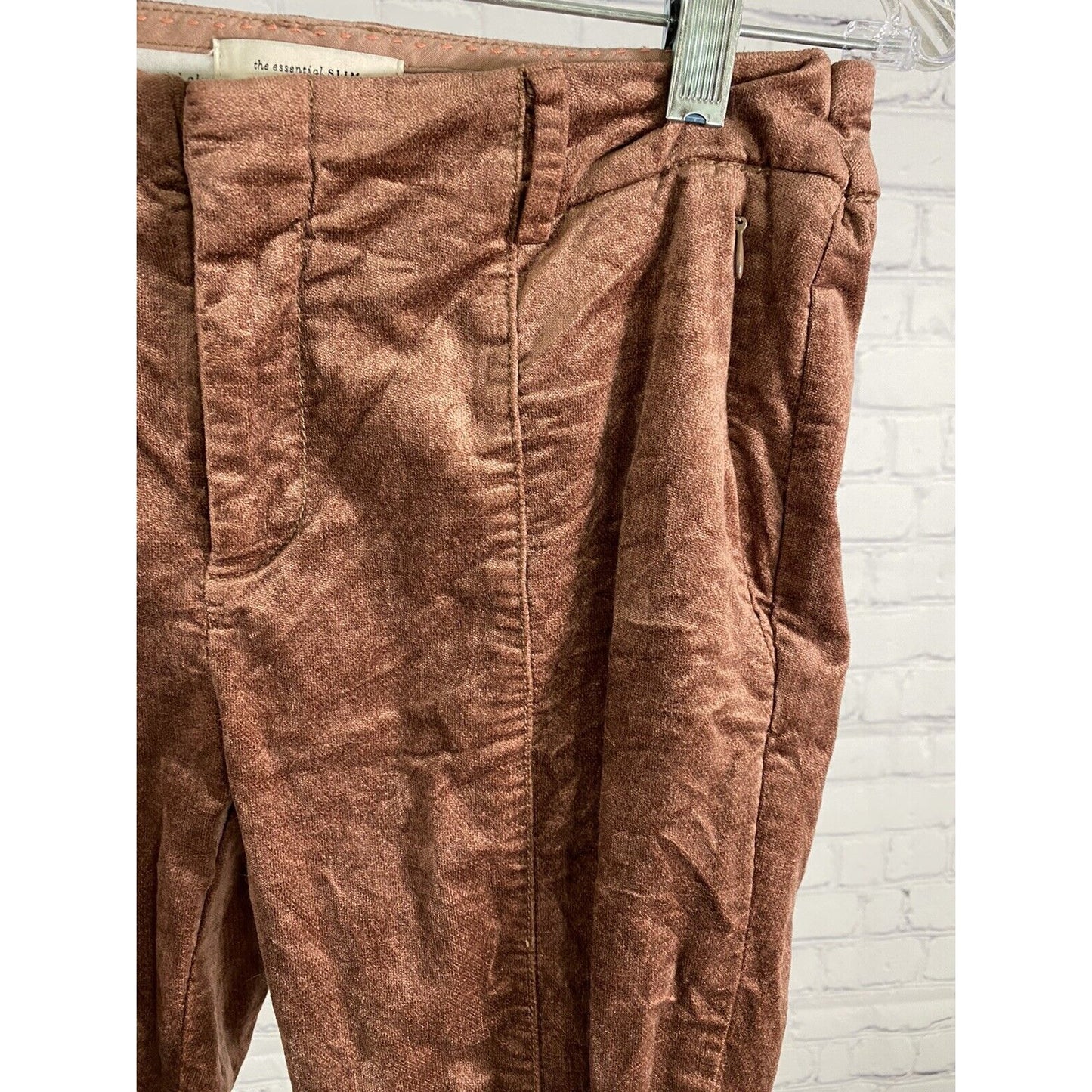 Anthropologie Rose Gold Crushed Velvet The Essential Slim Skinny Leg Pants 2
