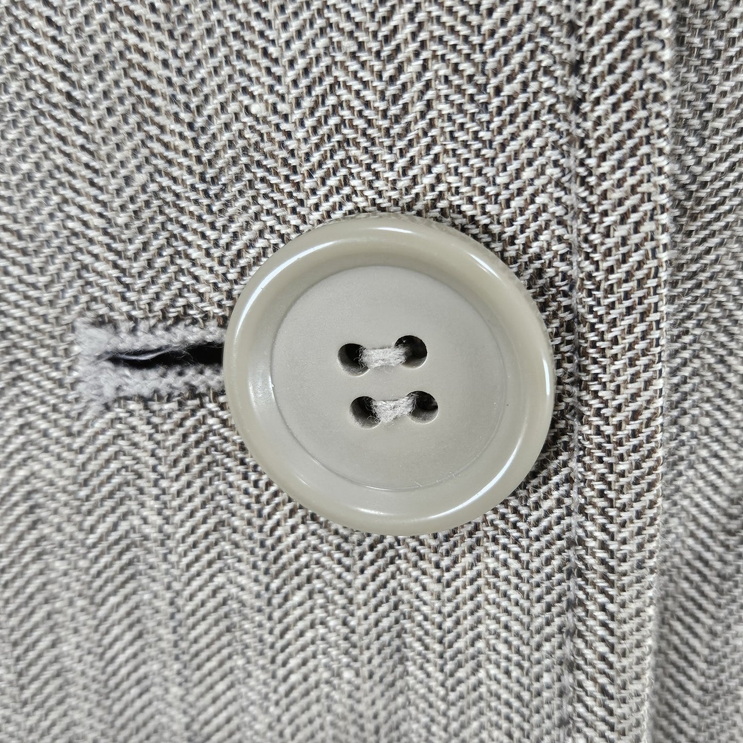 David N Brown Linen Cotton Herringbone 2 Button Peak Lined Blazer Suit Jacket 4