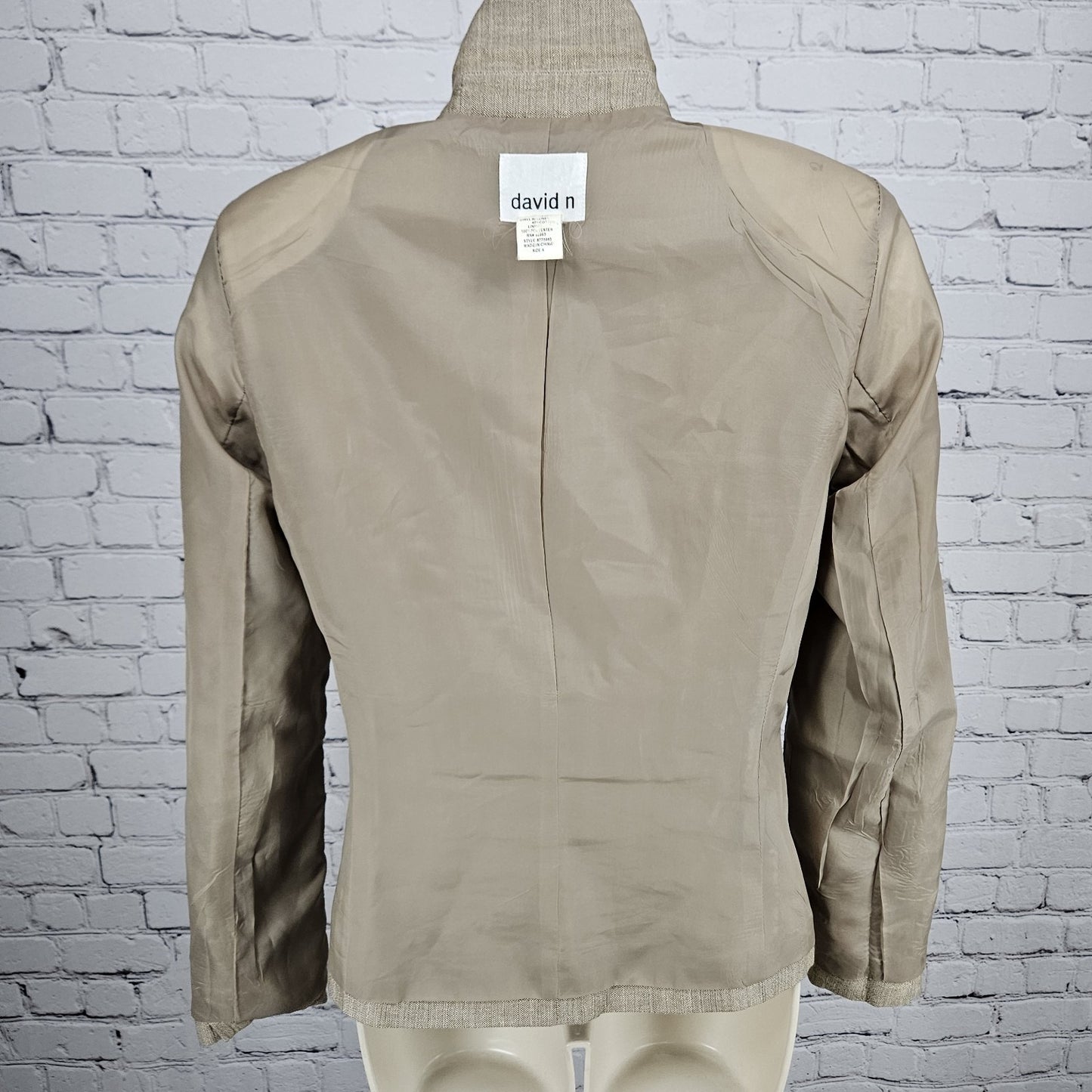 David N Brown Linen Cotton Herringbone 2 Button Peak Lined Blazer Suit Jacket 4