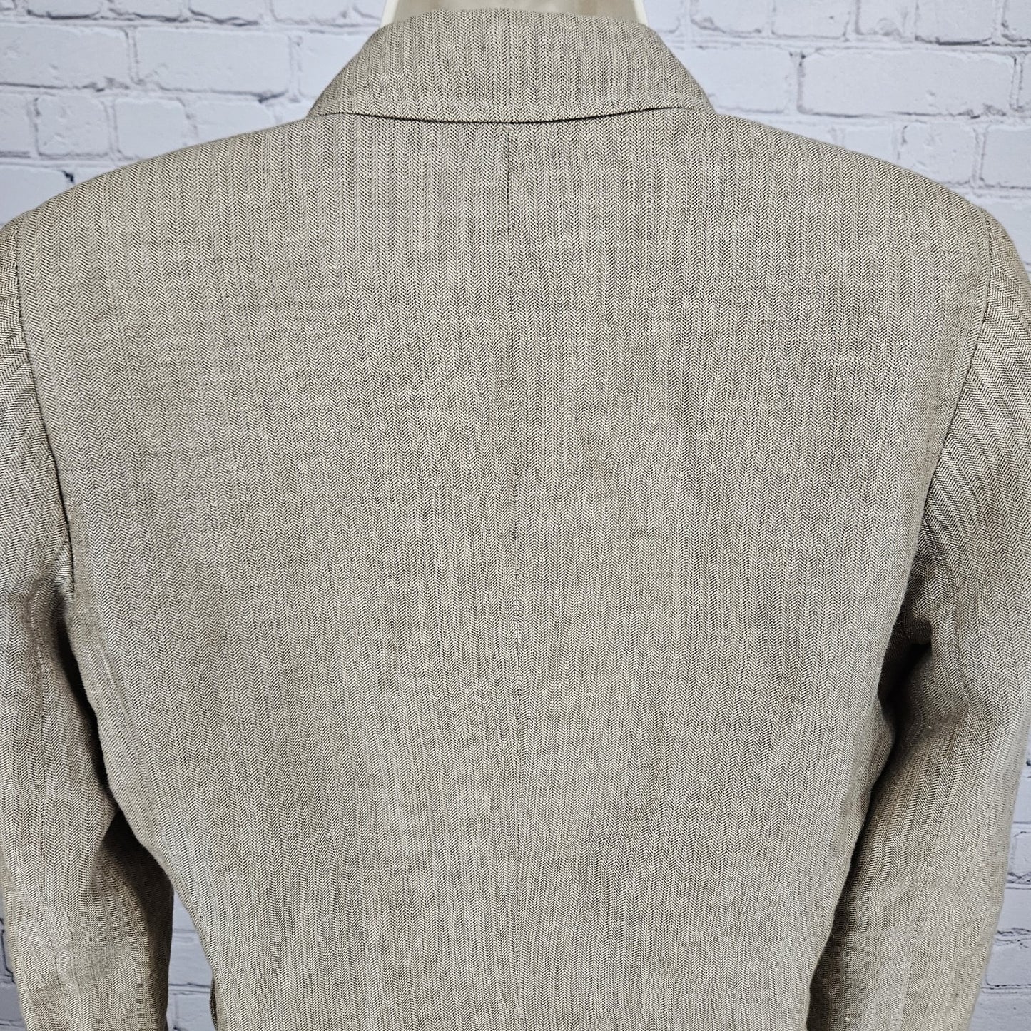 David N Brown Linen Cotton Herringbone 2 Button Peak Lined Blazer Suit Jacket 4