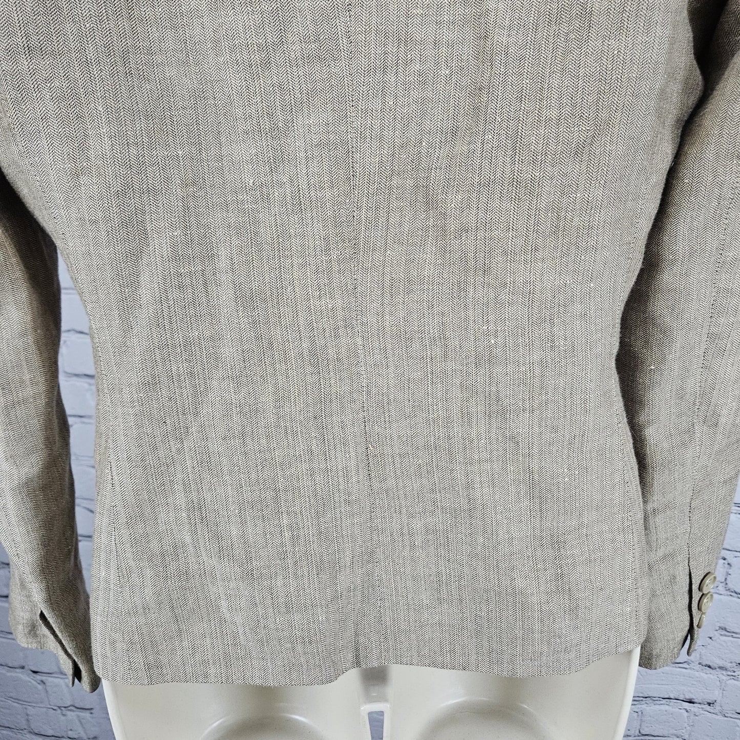 David N Brown Linen Cotton Herringbone 2 Button Peak Lined Blazer Suit Jacket 4