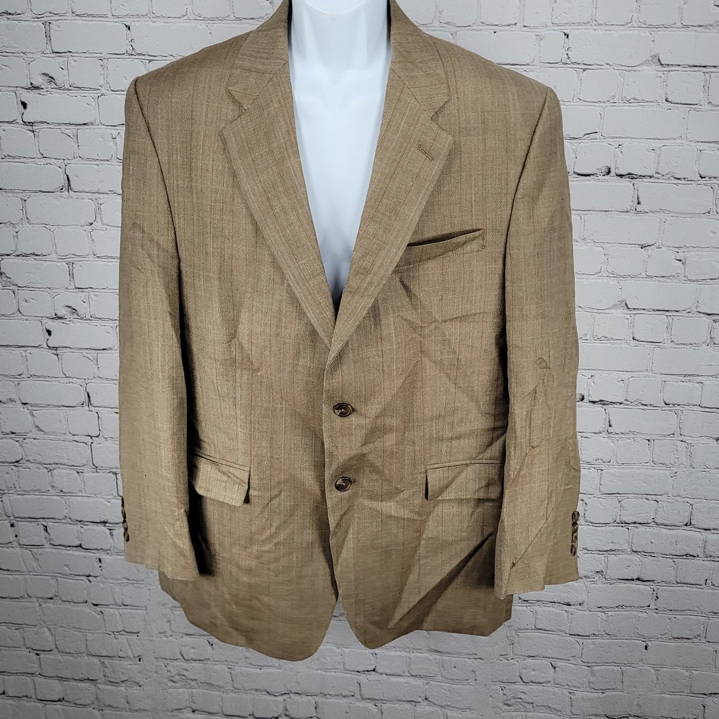 Lauren Ralph Lauren Tan Silk Wool 2 Button Vented Notch Blazer Sport Coat 43R