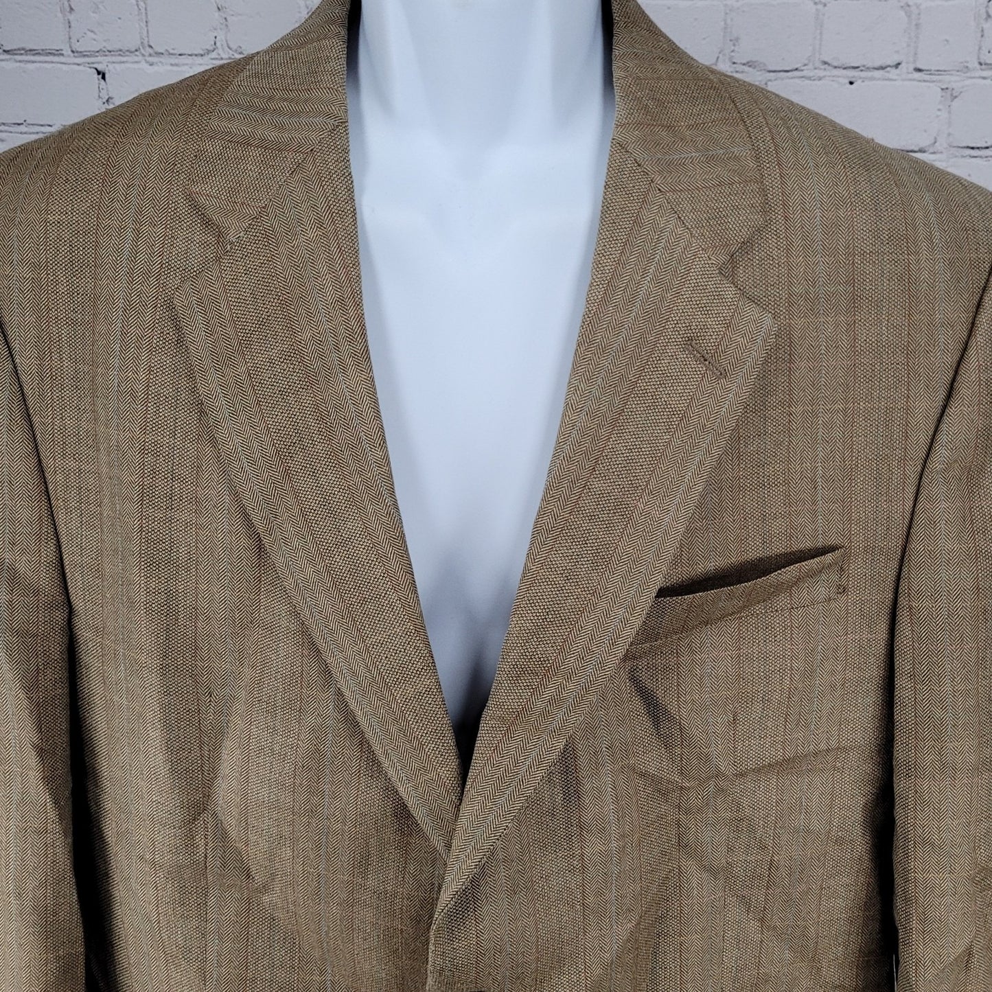 Lauren Ralph Lauren Tan Silk Wool 2 Button Vented Notch Blazer Sport Coat 43R