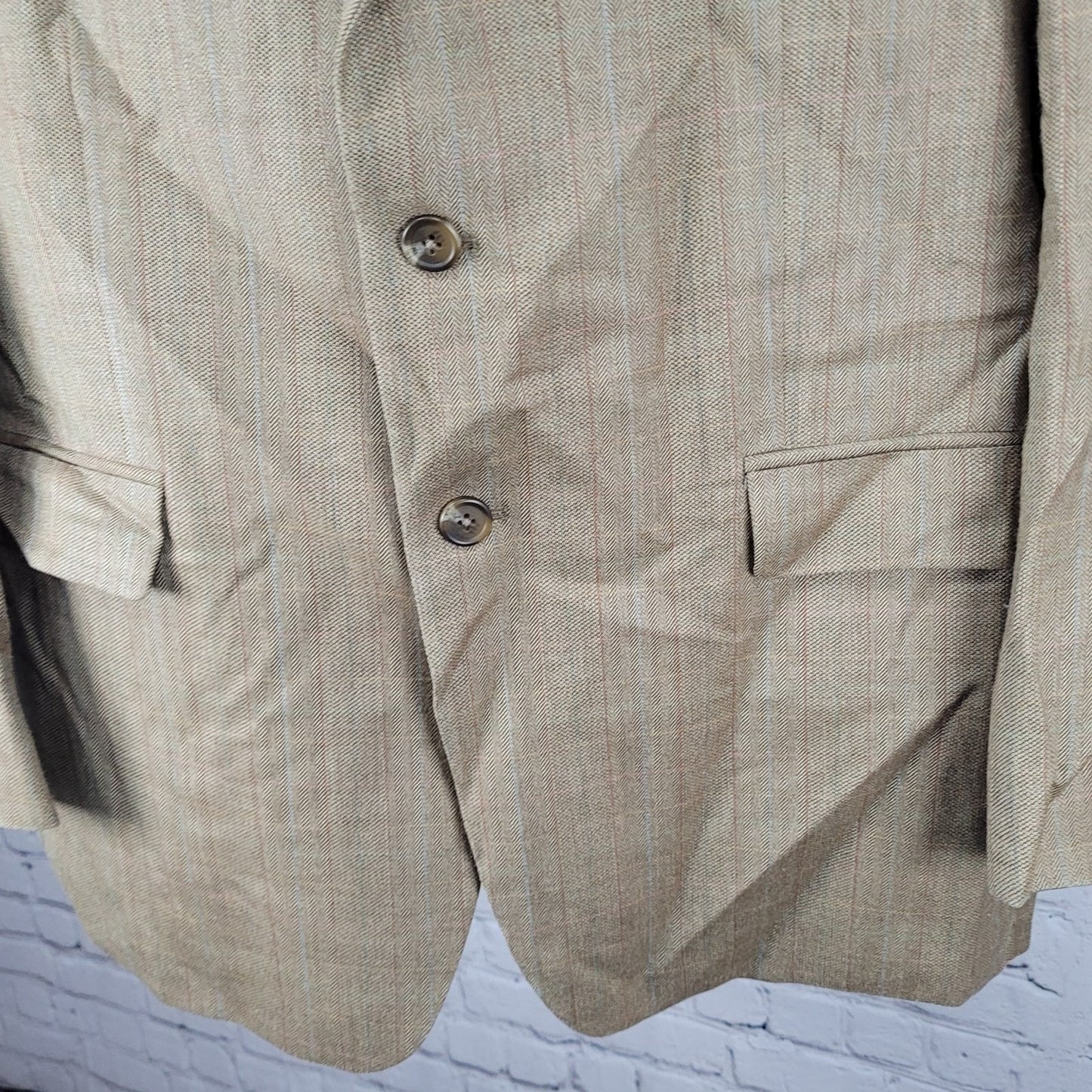 Lauren Ralph Lauren Tan Silk Wool 2 Button Vented Notch Blazer Sport Coat 43R