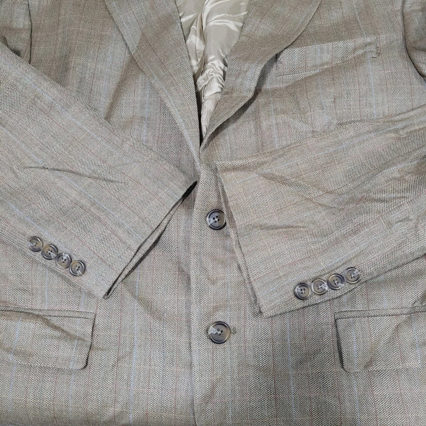 Lauren Ralph Lauren Tan Silk Wool 2 Button Vented Notch Blazer Sport Coat 43R