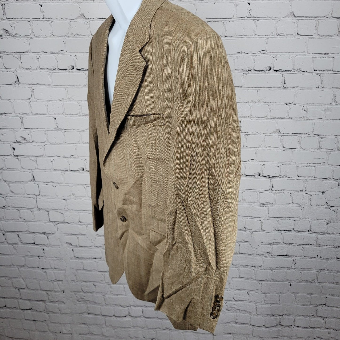 Lauren Ralph Lauren Tan Silk Wool 2 Button Vented Notch Blazer Sport Coat 43R