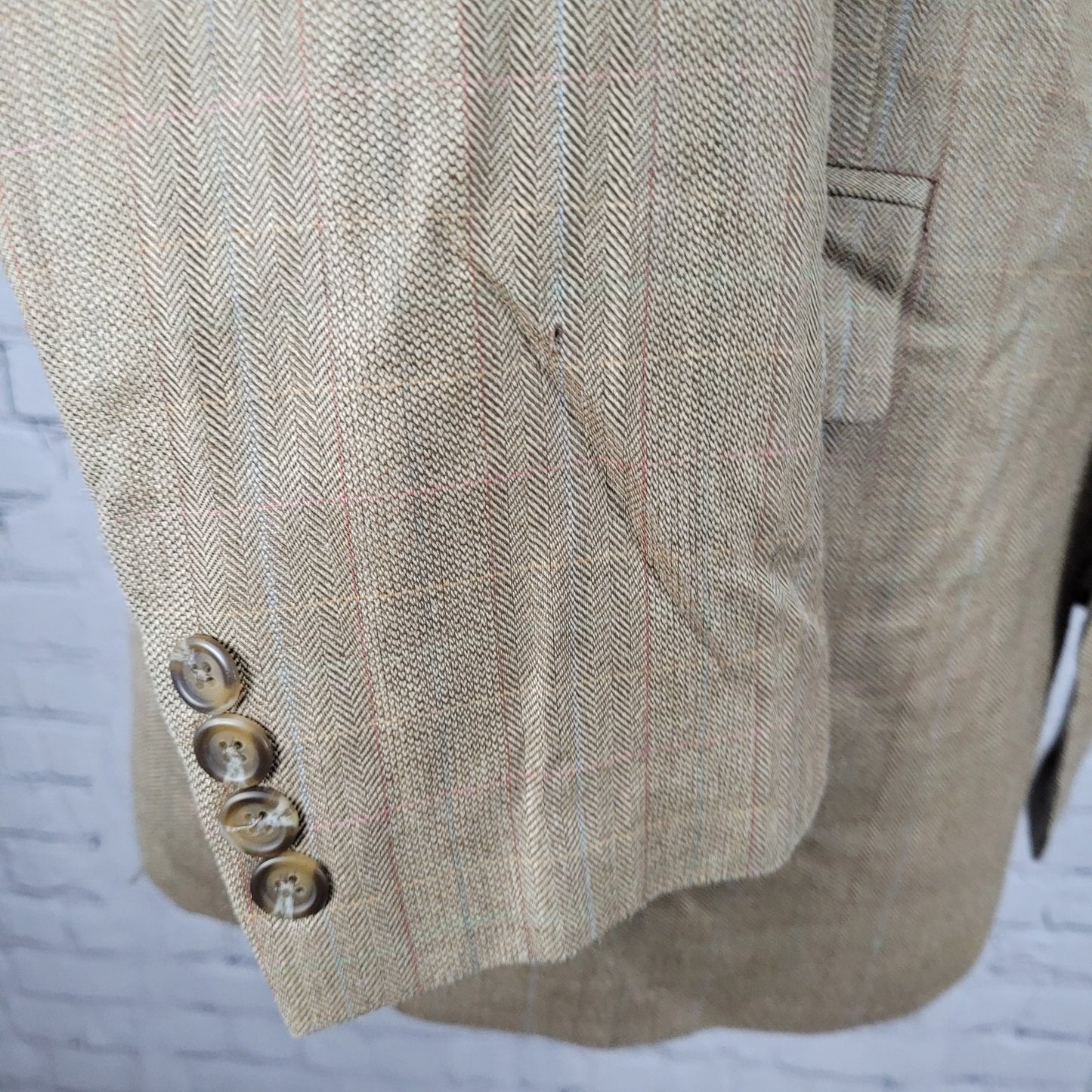 Lauren Ralph Lauren Tan Silk Wool 2 Button Vented Notch Blazer Sport Coat 43R