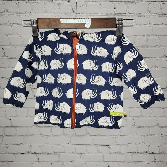 Loud + Proud Navy White 100% Organic Cotton Mammoth Hooded Zip Jacket Baby 3-6M