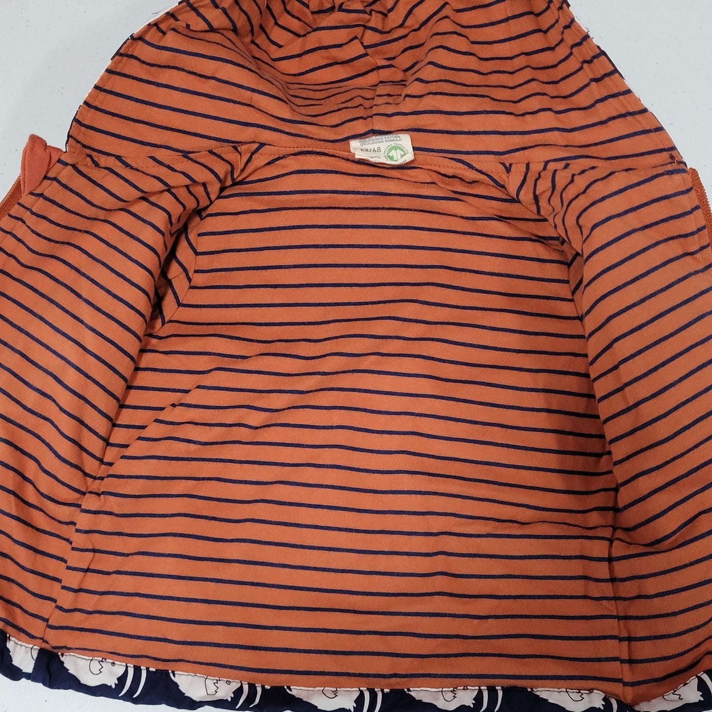Loud + Proud Navy White 100% Organic Cotton Mammoth Hooded Zip Jacket Baby 3-6M