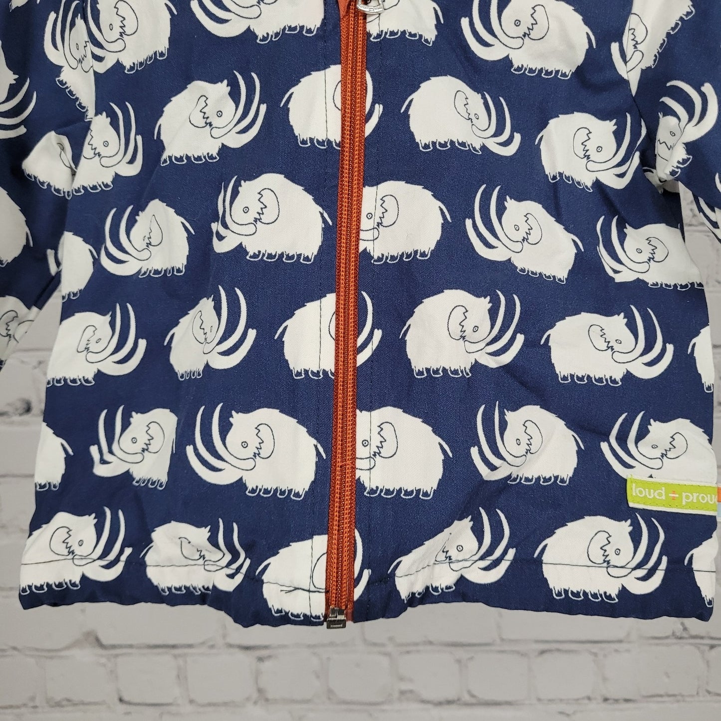 Loud + Proud Navy White 100% Organic Cotton Mammoth Hooded Zip Jacket Baby 3-6M
