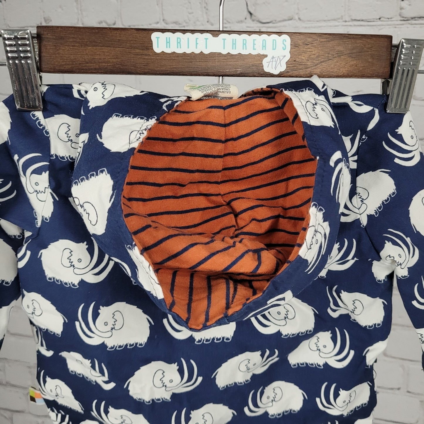 Loud + Proud Navy White 100% Organic Cotton Mammoth Hooded Zip Jacket Baby 3-6M