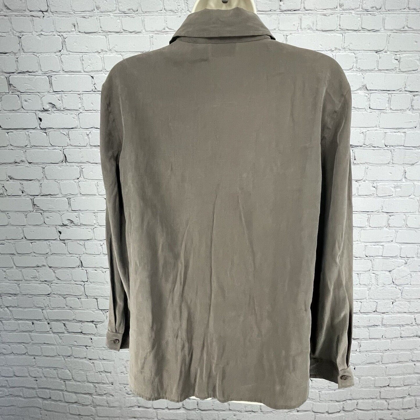 Chicos Brown Long Sleeve Oyster Shell Button Up Blouse Size 1 (US 8)