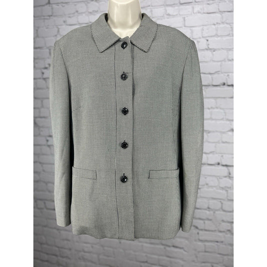 Tahari Arthur S. Levine Black White Check Collared Women’s Jacket Blazer Size 18
