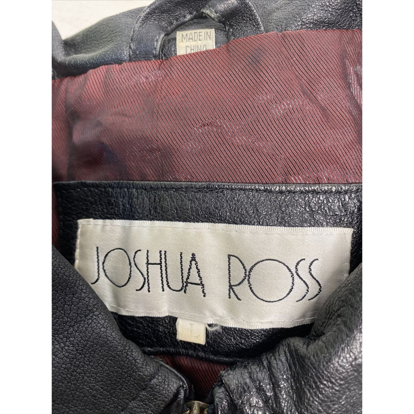 Joshua Ross Black 100% Leather Zip Up Jacket Pockets Buckle Accents L Large