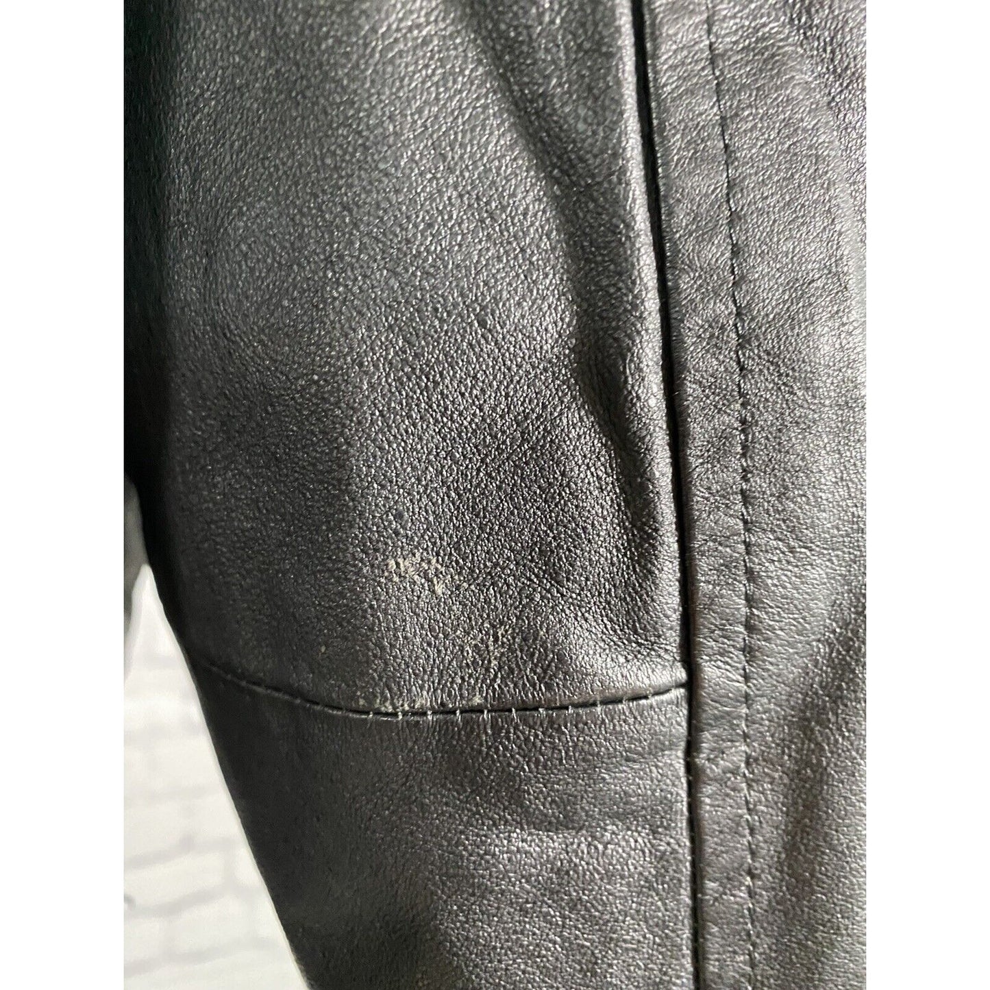 Joshua Ross Black 100% Leather Zip Up Jacket Pockets Buckle Accents L Large