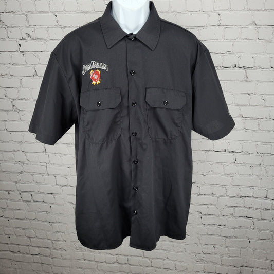 Jim Beam Black Dickies Flex Embroidered Logos Button Up Shirt Large L