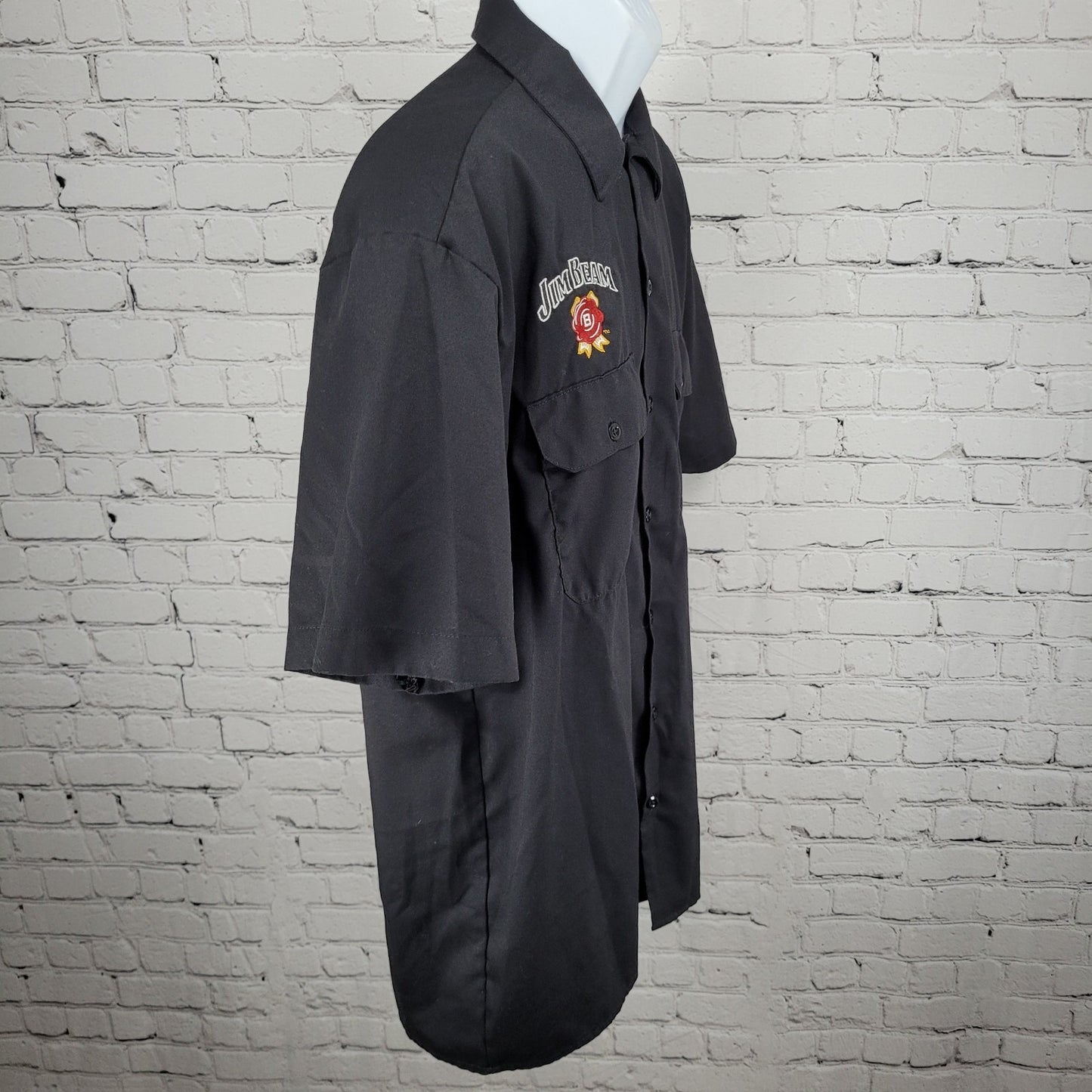 Jim Beam Black Dickies Flex Embroidered Logos Button Up Shirt Large L