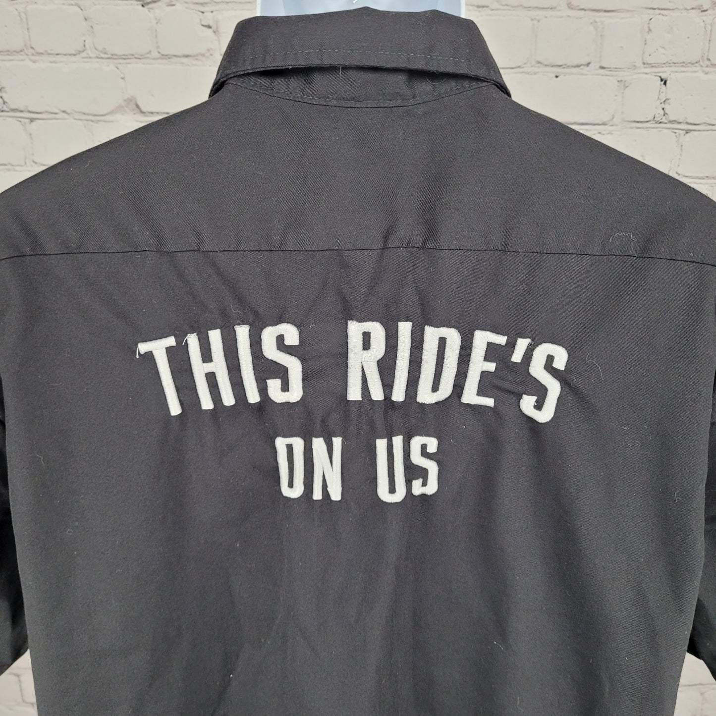 Jim Beam Black Dickies Flex Embroidered Logos Button Up Shirt Large L