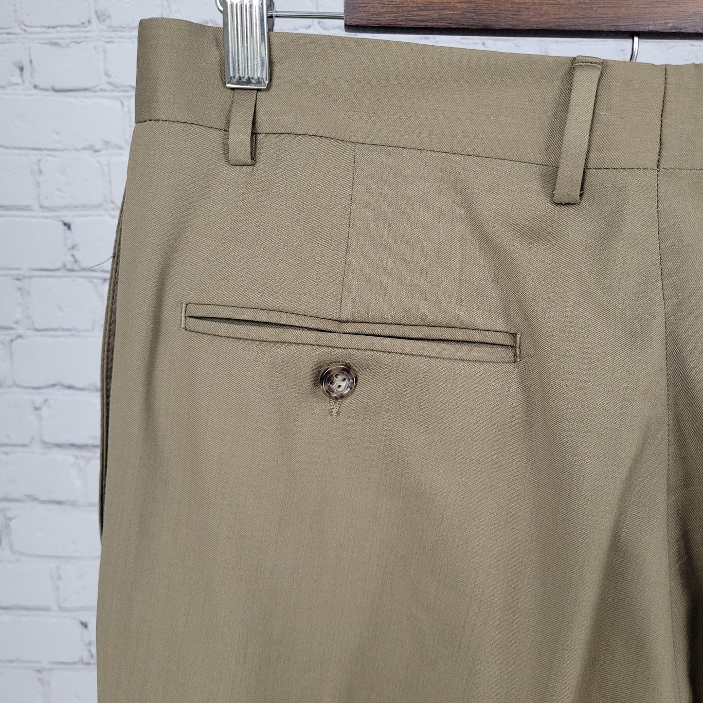 Jos A Bank Brown 100% Wool Pleated Cuffed Straight Dress Pants Size 34 (32x30.5)