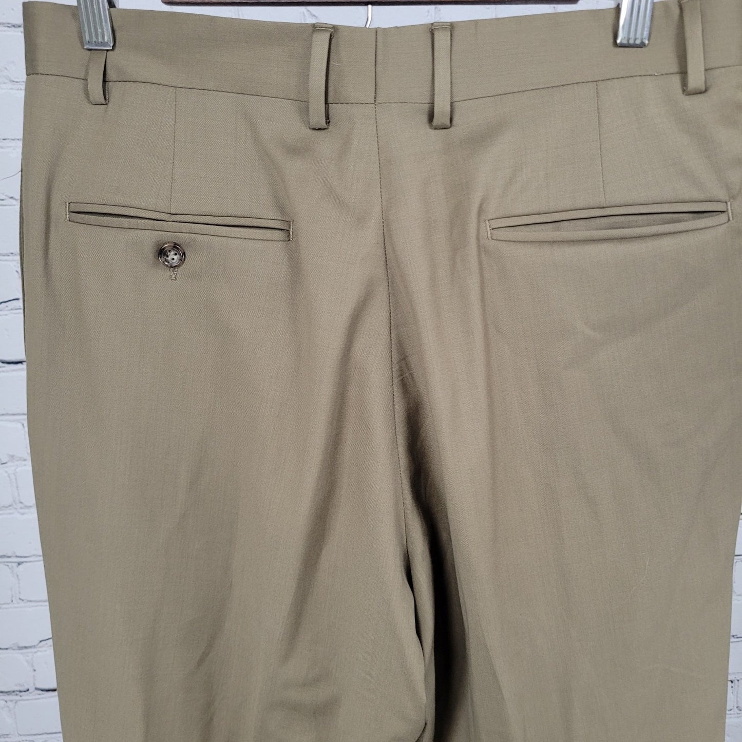 Jos A Bank Brown 100% Wool Pleated Cuffed Straight Dress Pants Size 34 (32x30.5)